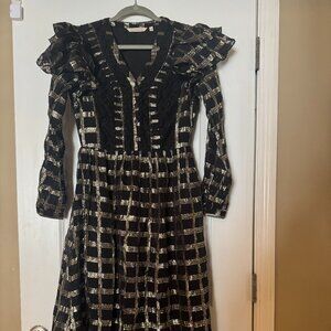 Soft Surroundings Black and Metallic Gold Long Dress